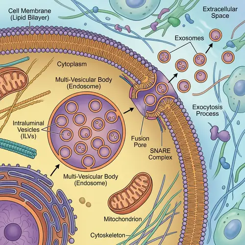 Illustration of Exocytosis Process in Cell Biology
