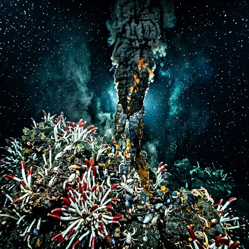 Dramatic Depths of Hydrothermal Vent in Deep-sea Ocean Scene