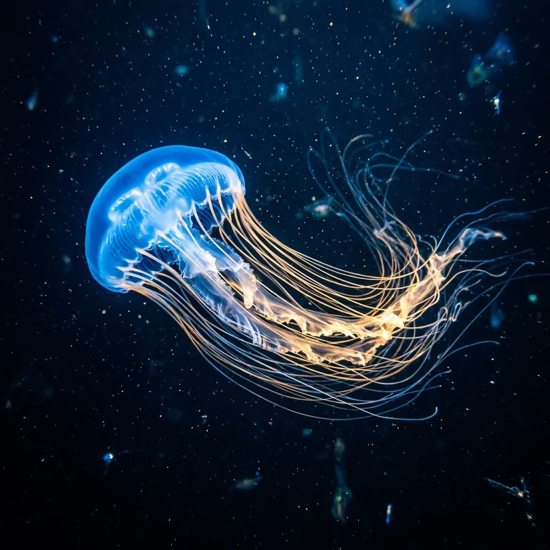 Stunning Jellyfish in Ocean Depths Stunning Jellyfish in Ocean Depths