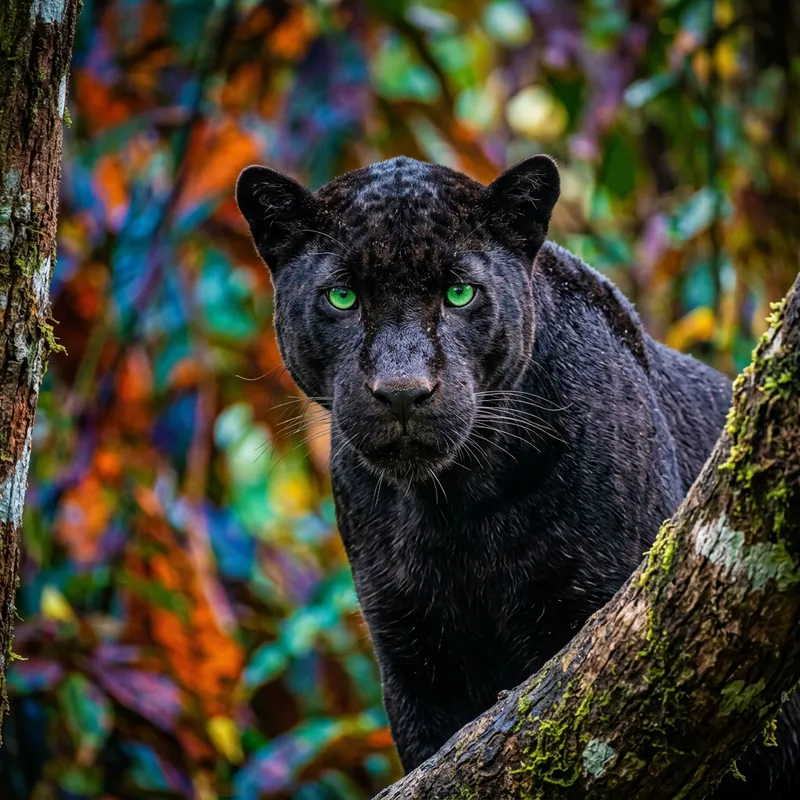 Majestic Black Panther with Surreal Colors