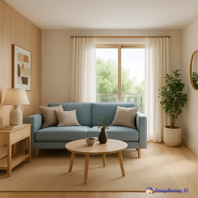 Modern Living Room Design with Light Wood Colors