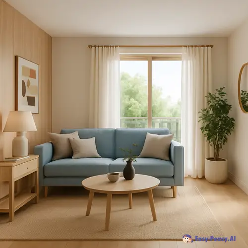 Modern Living Room Design with Light Wood Colors