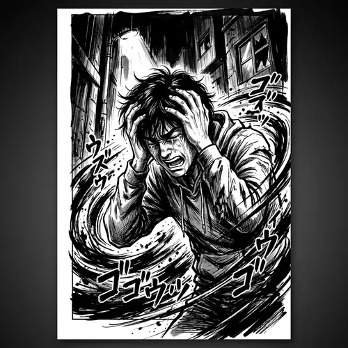 Fictitious Cartoon Character in Emotional Distress | Traditional Manga Style