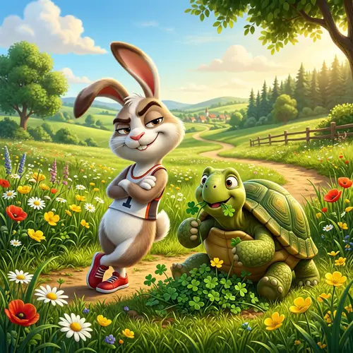 Charming 3D Animation of Rabbit and Tortoise