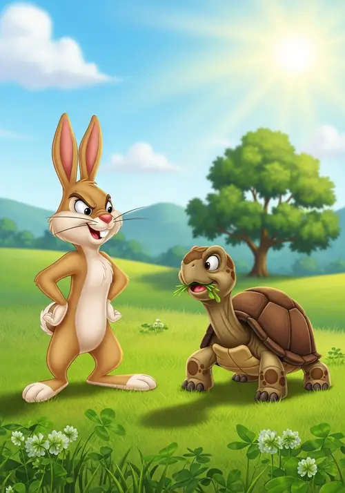 Charming 3D Animation of Rabbit and Tortoise