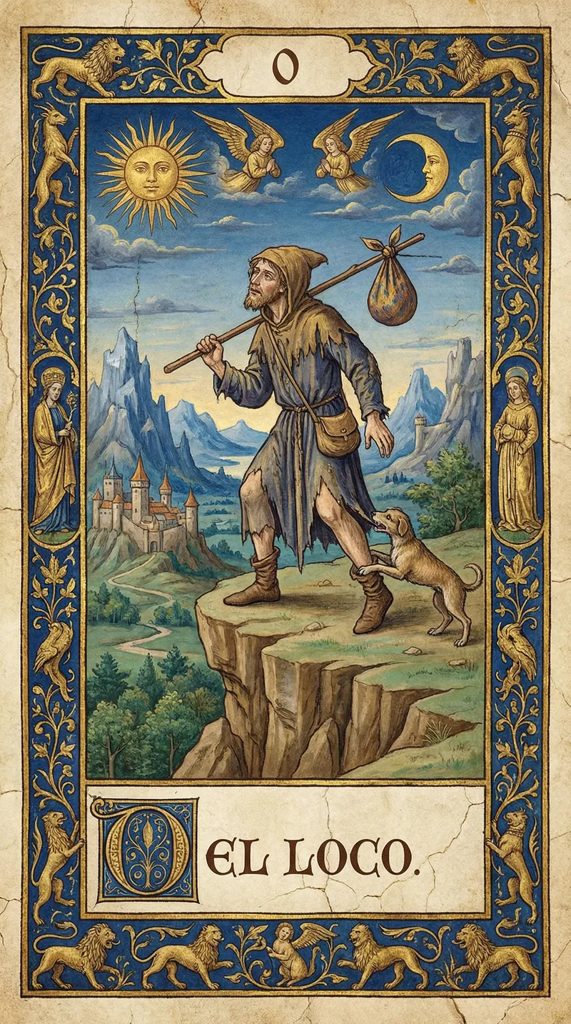 Medieval Tarot Card 'The Fool' - Unique Illustration