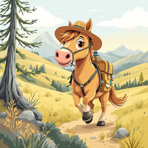 Friendly Stylized Horse Adventure Illustration