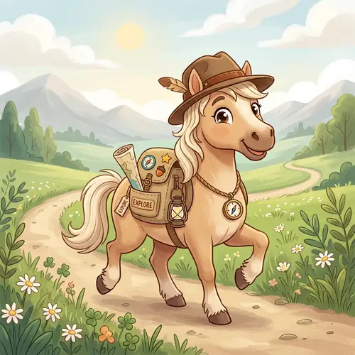Friendly Stylized Horse Adventure Illustration