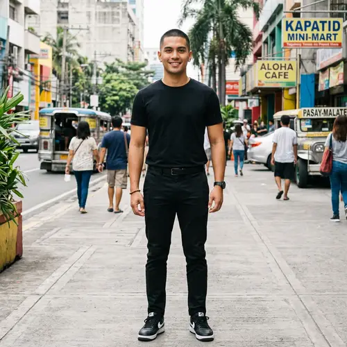 Trendy American-Filipino Man with Buzz Cut Hairstyle