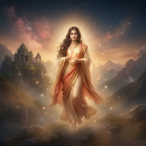 Divine Avatar of Beauty and Light in Mythological Scene