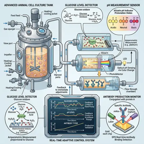 Animal Cell Culture Tank: Sensors for Glucose, pH & Antibody Monitoring