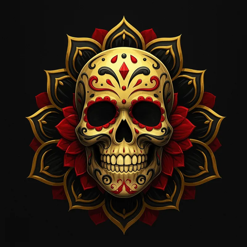 Gaming Guild Logo: Mexican Skull & Floral Design
