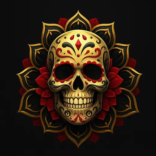 Gaming Guild Logo: Mexican Skull & Floral Design