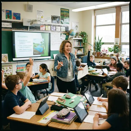 Busy Classroom Teacher Engaging Students