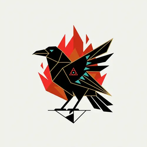 Minimalist Geometric Crow Logo Design