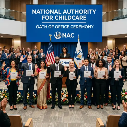 Diverse Employees Oath of Office at National Authority for Childcare