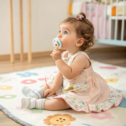 Toddler Girl with Pacifier and Diaper Fashion