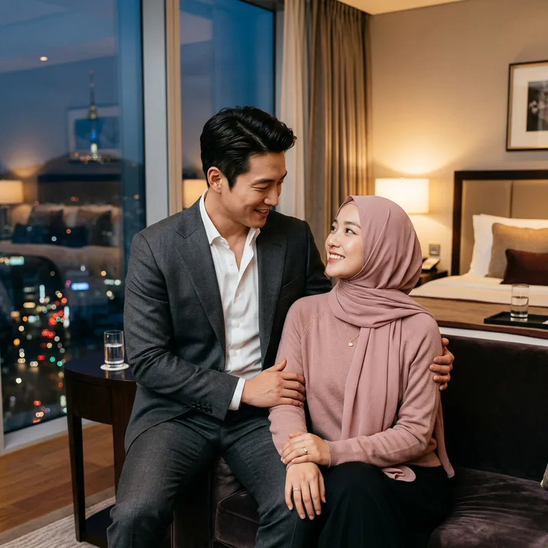 CEO and Korean Muslim Woman in Luxurious Setting