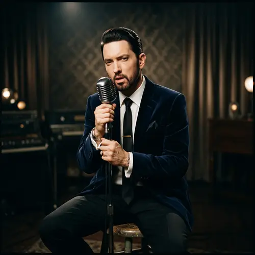 Eminem: 1950s Soul Singer Portrait in High Fashion