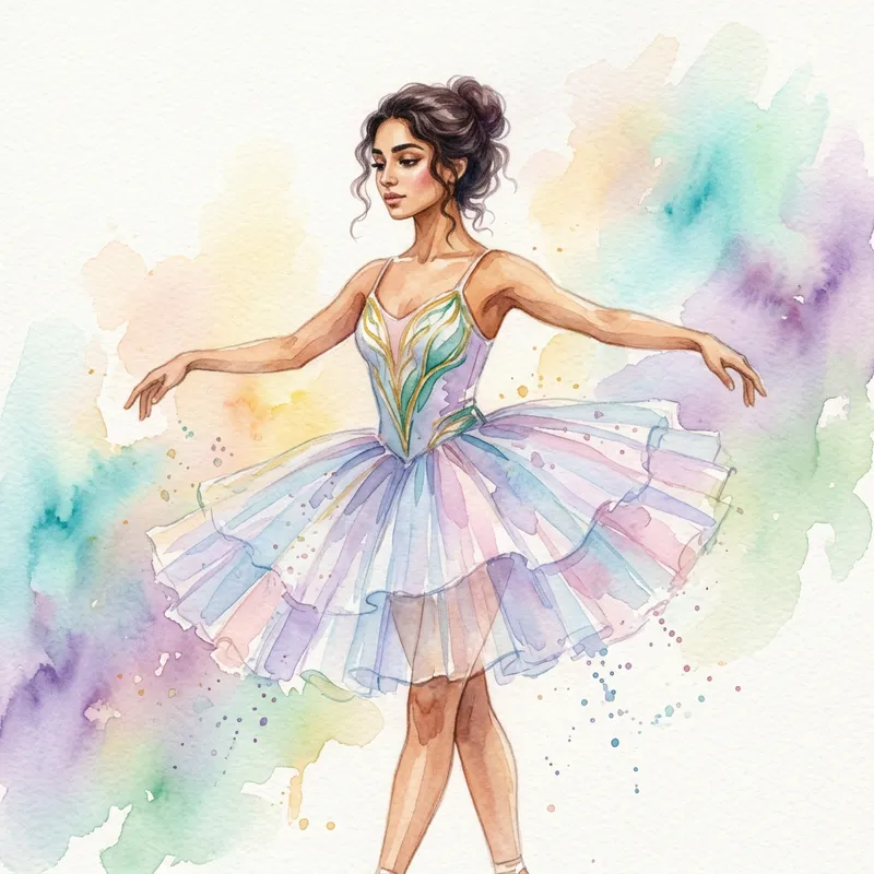 Multicolor Watercolor Ballerine Dancing with Grace | Beautiful Girl