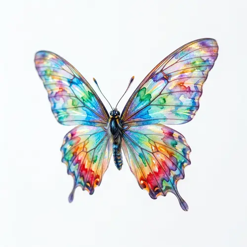 Opalescent Butterfly: Vibrant Colors in a Fairy Tale Scene