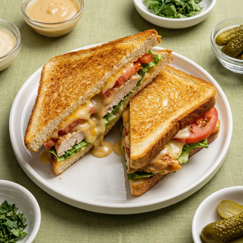 Gourmet Chicken Sandwich on Pistachio Background Gourmet Chicken Sandwich on Pistachio Background