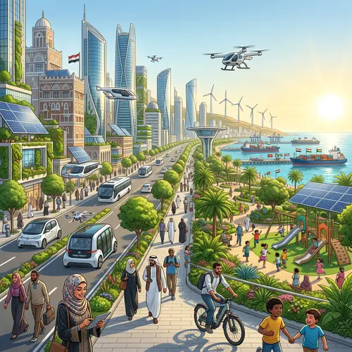 Future Vision of Yemen: Vibrant Cityscape & Sustainable Energy