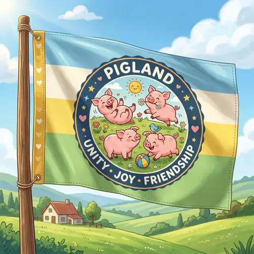 Adorable Cartoon Style Pigs Country Flag Design
