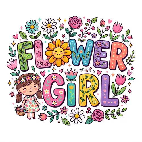 Captivating Flower Girl Typography Design