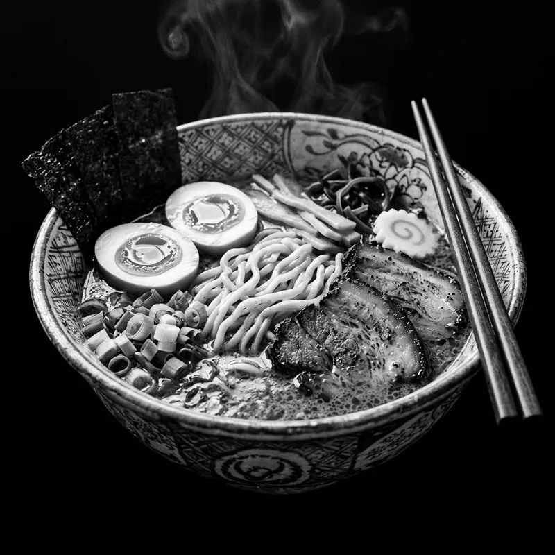 Stunning Black and White Ramen Bowl | Delicious Flavors