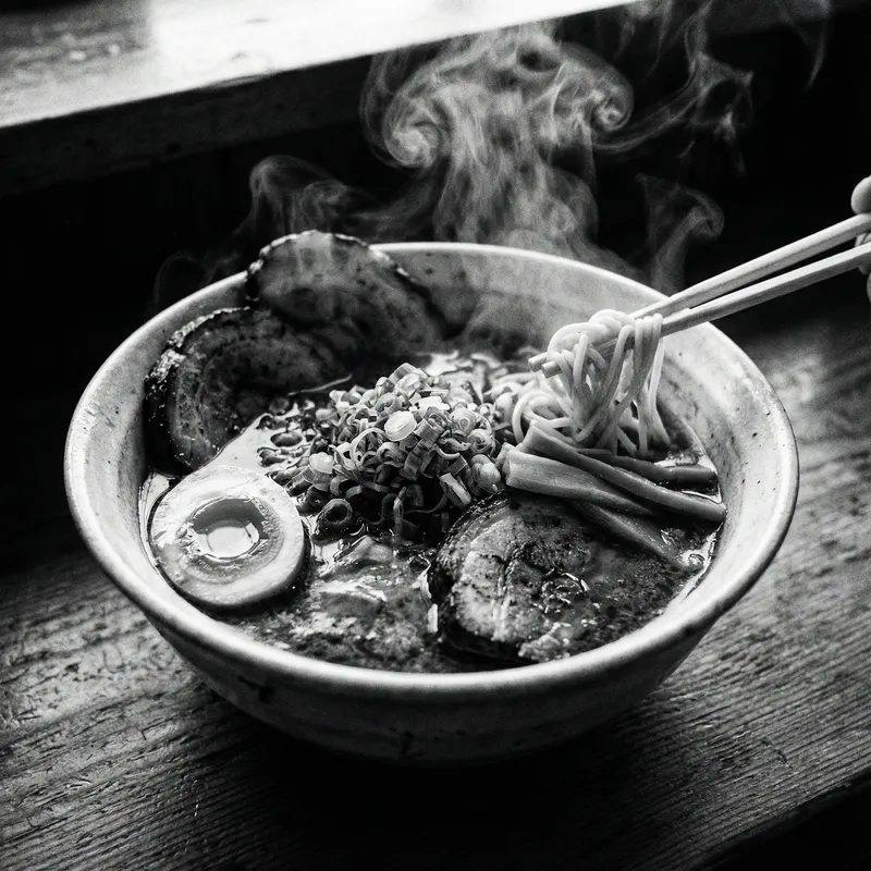 Savory Black and White Ramen Bowl