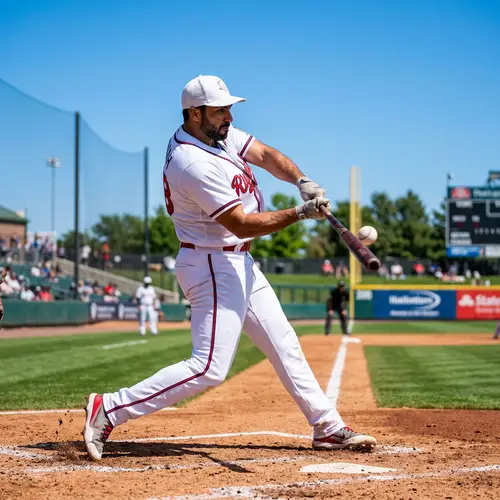 Middle-Eastern Man Swinging Wooden Baseball Bat | Intense Focus