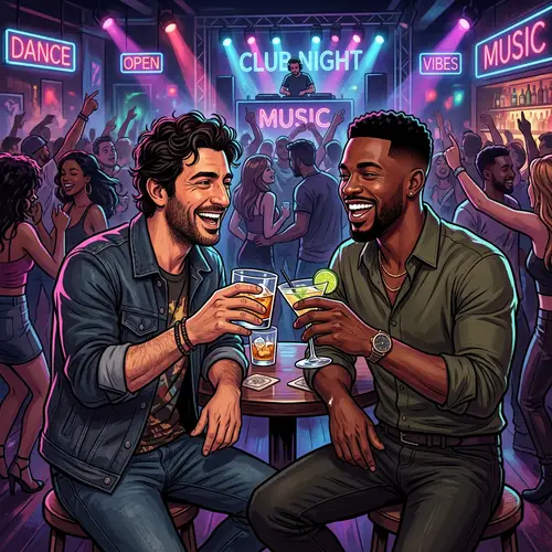 Vibrant Nightclub Scene with Stylish Men