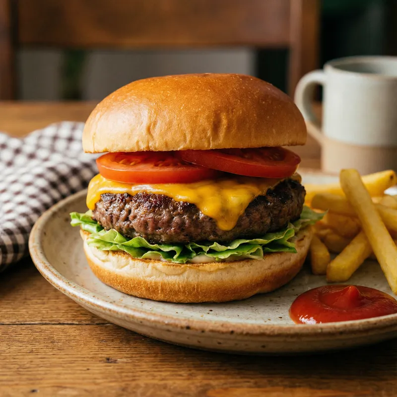 Big Juicy Burger with Succulent Patty and Melted Cheese