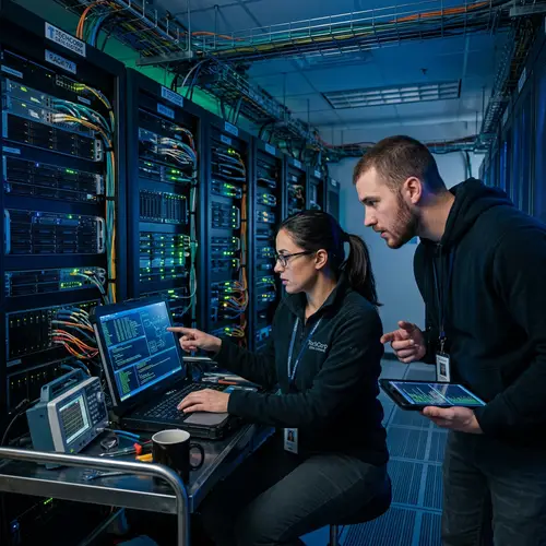 Collaboration of Engineers in Modern Tech Aesthetic