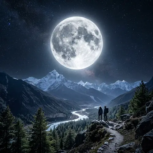 Majestic Moon Over Serene Landscape