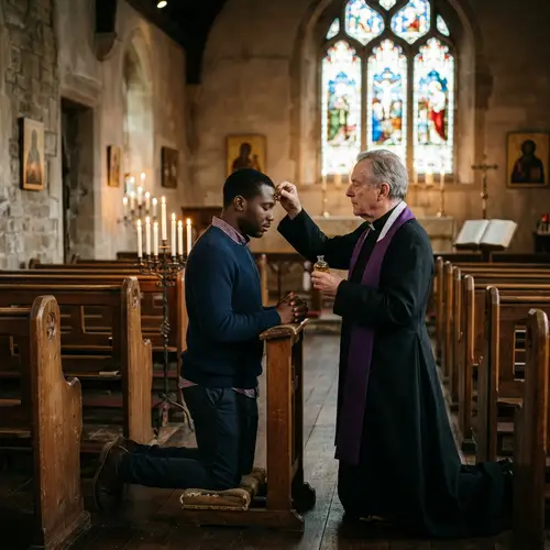 Spiritual Anointing Ritual in Peaceful Chapel