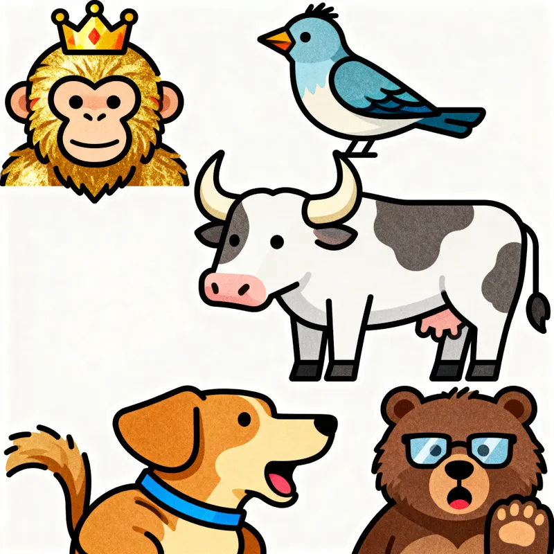 Sassy Clip Art: King Monkey, Bird, Cow & Friends