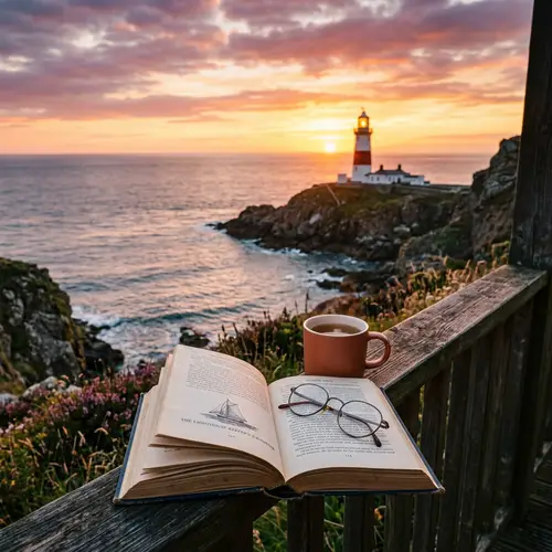 Lighthouse at Sunset: A Serene Reading Spot