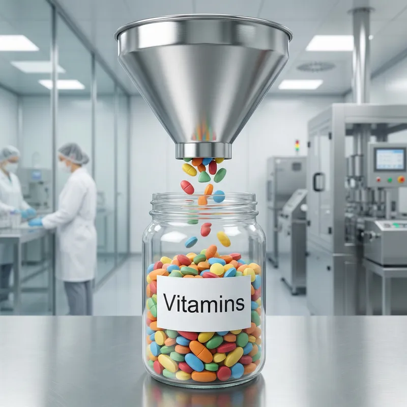 Ultra Realistic 3D Image of Vitamin Container Filled with 300 Colorful Vitamins