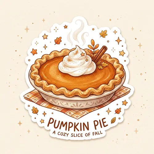 Adorable Pumpkin Pie Sticker Design for Fall & Thanksgiving Decor