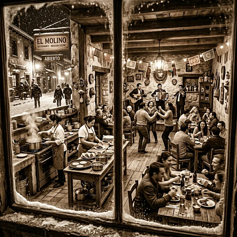 Warm and Festive Mexican Scene in Sepia Tones