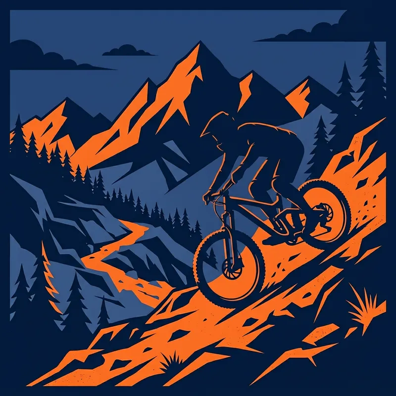 Sleek Mountain Biker Silhouette | Downhill Vector Art