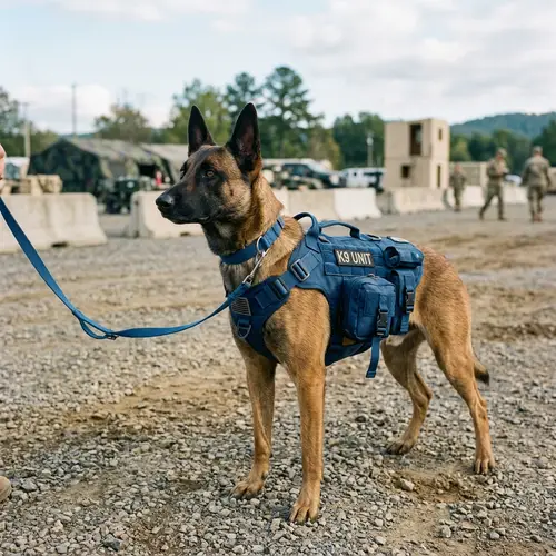 Trained Blue Military Dog | Tactical Vest Outfit