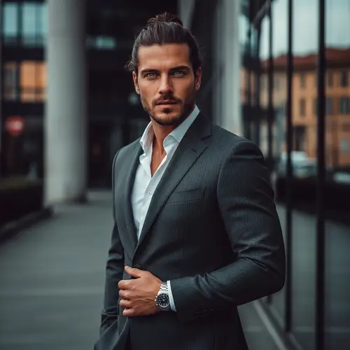Attractive 40-Year-Old Italian Man in Gray Suit
