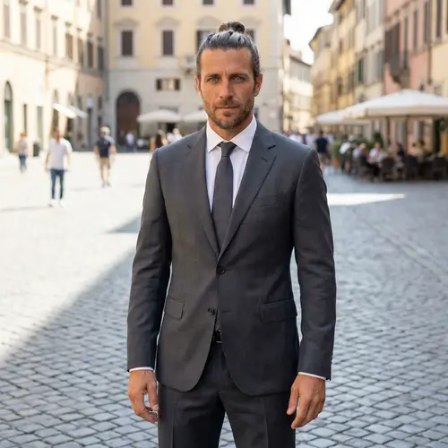 Attractive 40-Year-Old Italian Man in Gray Suit