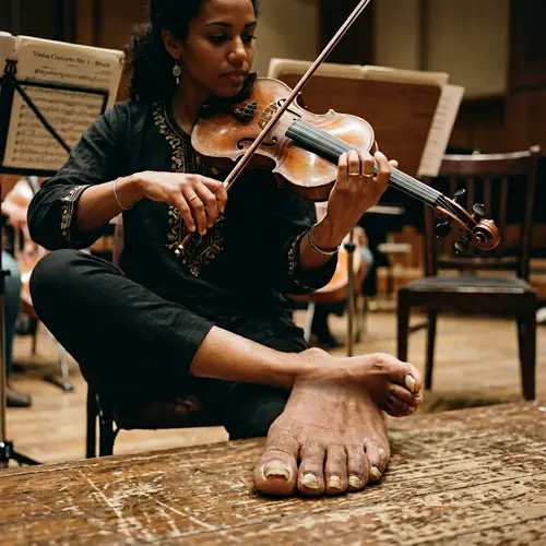 Talented Violin Player with Gnarled Toenails - Music & Contrast