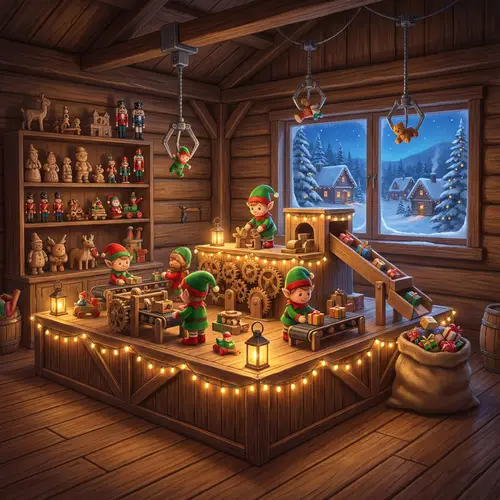Magical Christmas Workshop Display - Toy Factory