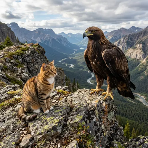 Cat and Eagle: Nature's Unique Pairing