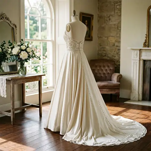 Resplendent Wedding Dress | A-Line Silhouette in Creamy Silk